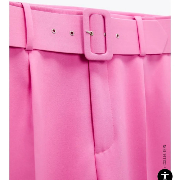 Zara Pants with Fabric-Covered Belt NWT - Picture 5 of 5